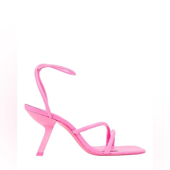 Schutz Shalla Angled-Heel Sandals in Hot Pink Size 10B. - Picture 10 of 14